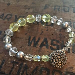 Glass beaded button clasp artisan bracelet